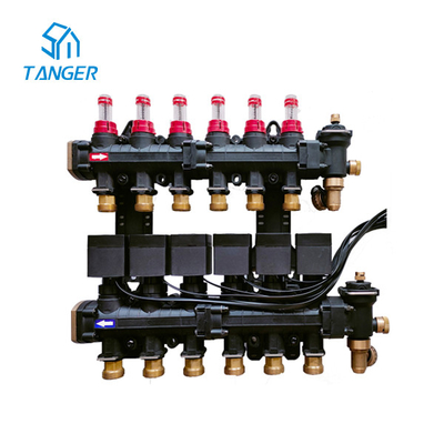 La tubulure de la chaleur rayonnante de 6 boucles avec le débit de mélange de valve compteur les déclencheurs électriques